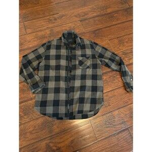 Rag & Bone Flannel Shirt Men's Fit 3 Brown Black Plaid Check Button-Up Large